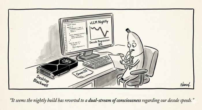 Illustration of an 8% loss in vLLM decode performance on Blackwell GPUs